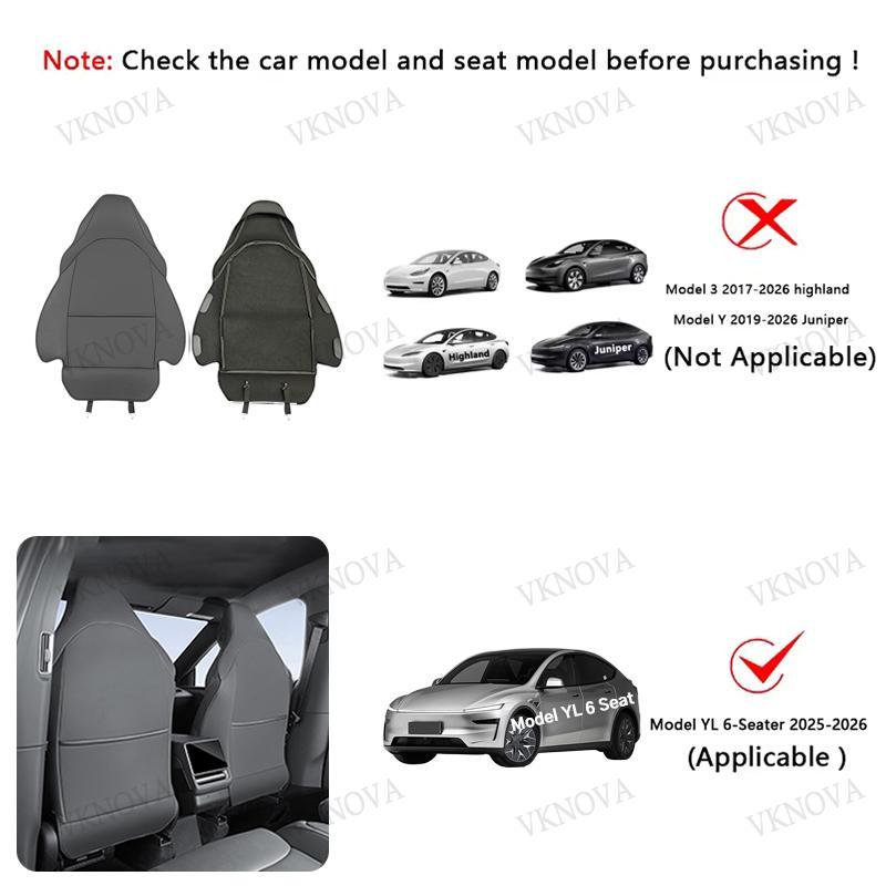 Car Seat Backrest Anti Kick Pad For Tesla New Model YL Six Seats 2026 Leather Full Surround Seat Back Anti Scratch Protector Mat