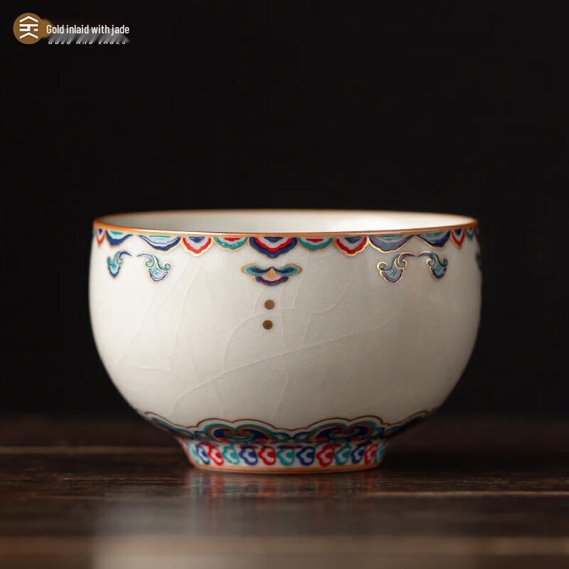 Gold Inlaid Jade Ru Kiln Ceramic Tea Cup