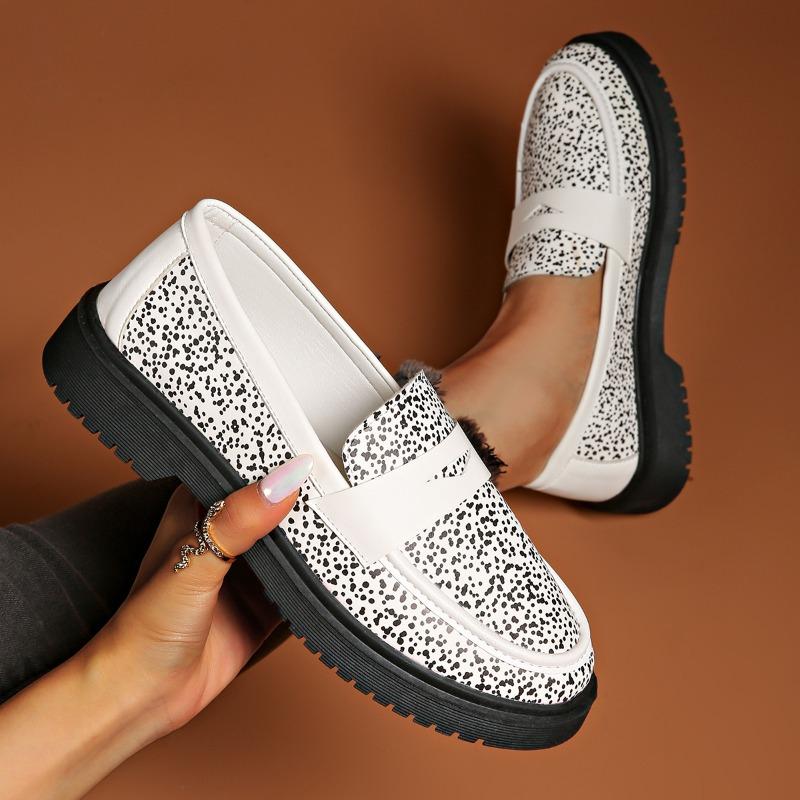 New Large Size Spring and Autumn New Muffin Thick-soled Foot Casual Single Shoes Leopard Print Women's Loafers