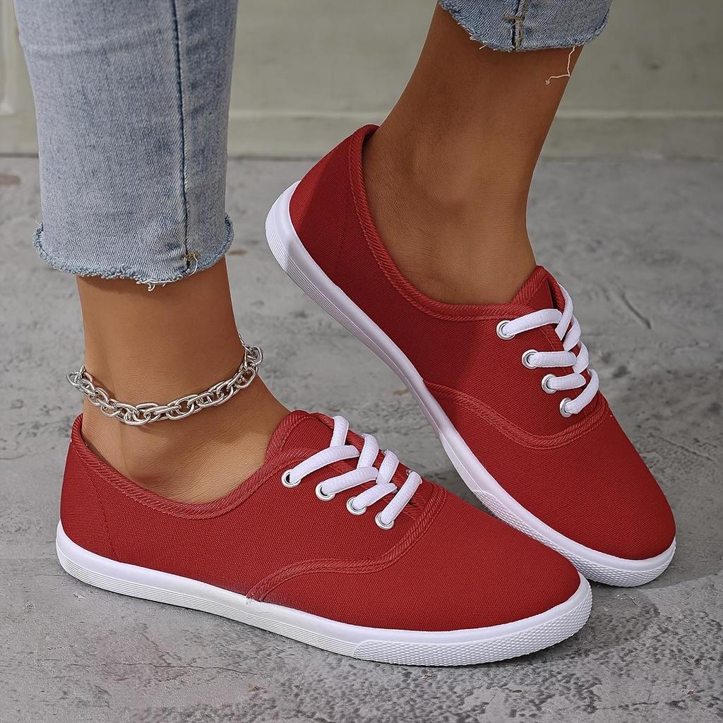 Women's Elegant Solid Color Casual Sports Shoes, Lightweight Lace-up Shoes, Multiple Colors for All Seasons, Comfortable Round Toe Design
