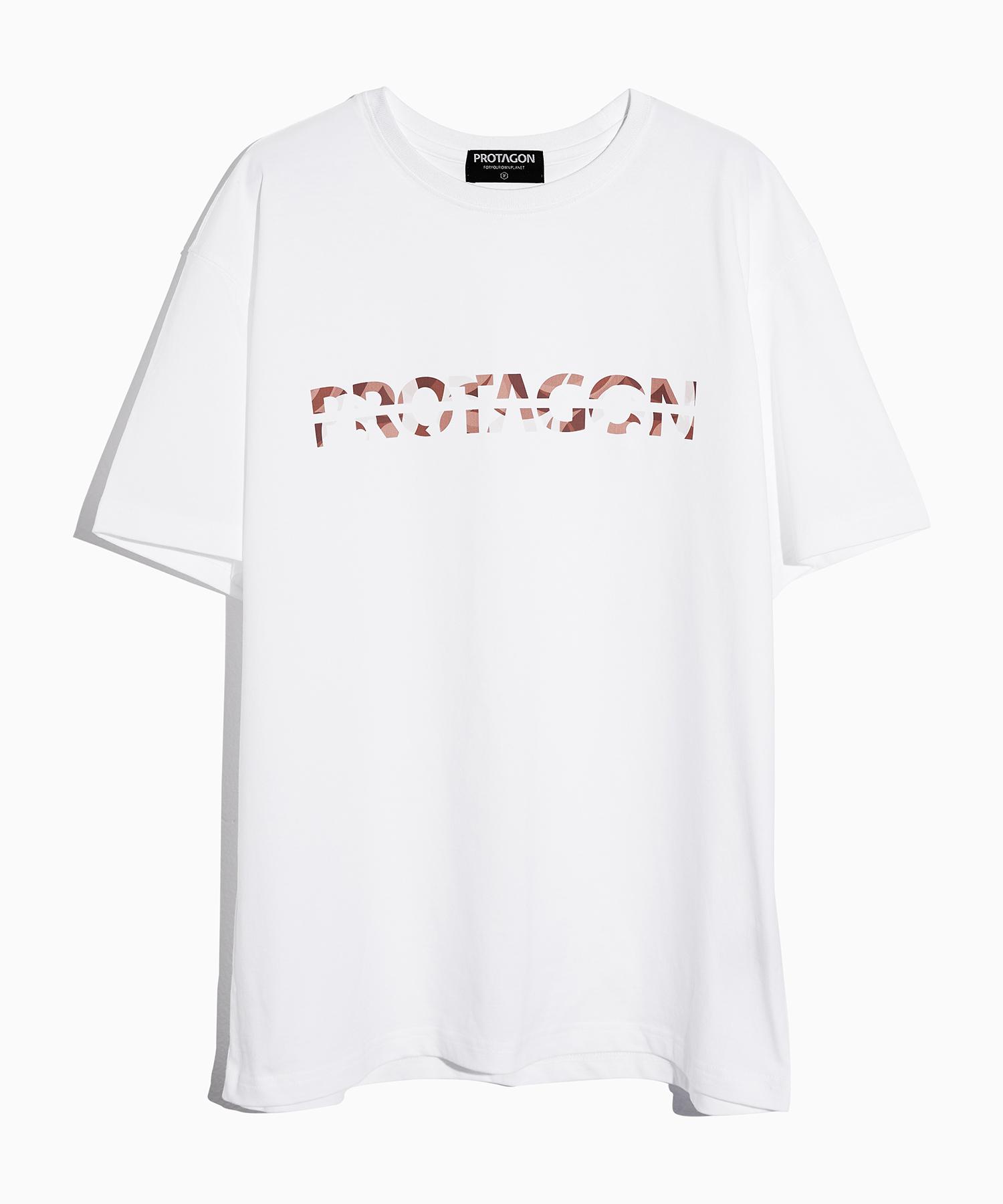 Protagon Splashed Logo Short-Sleeved Tee (White) L
