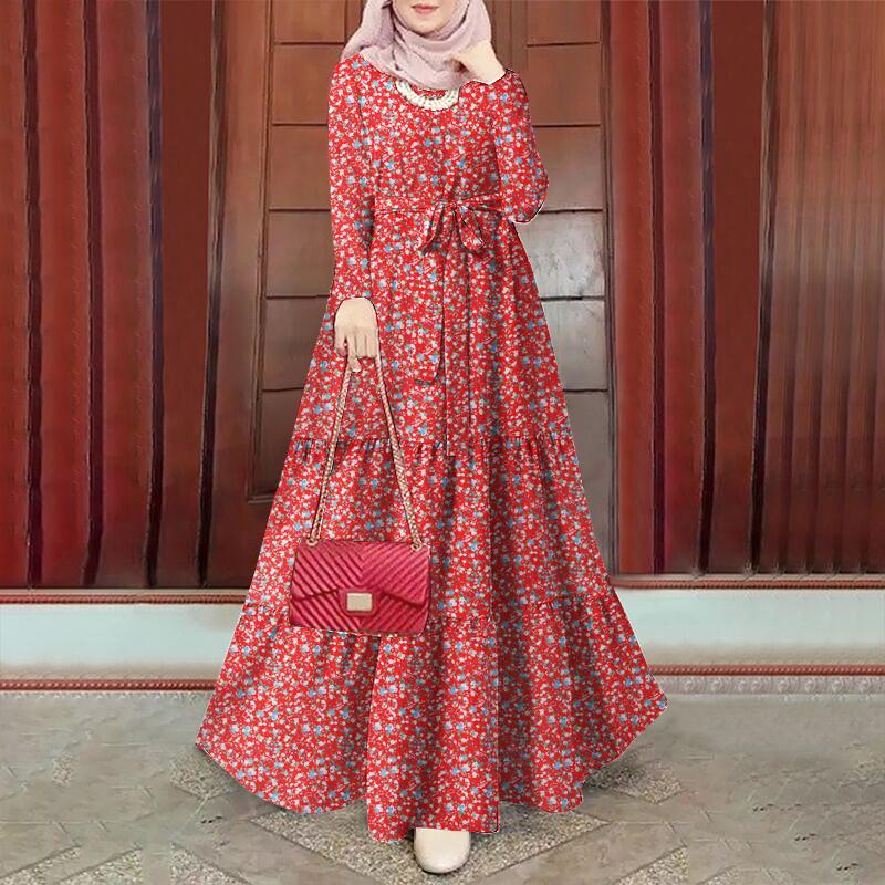 

ZANZEA Женское Повседневное Свободное Платье С Длинным Рукавом Цветочный Принт M