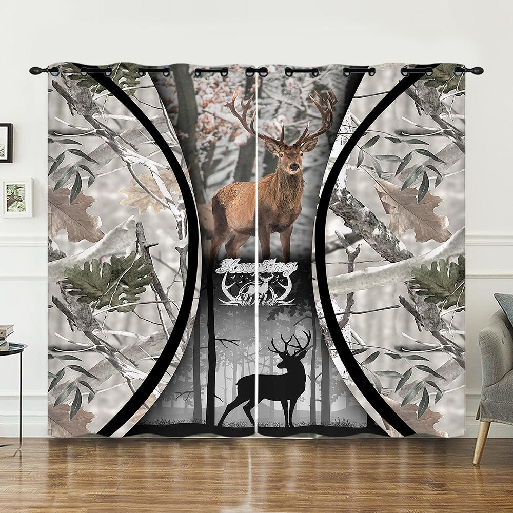Curtains Animal Deer Curtains Bedroom Living Room Blackout Curtain Perforated