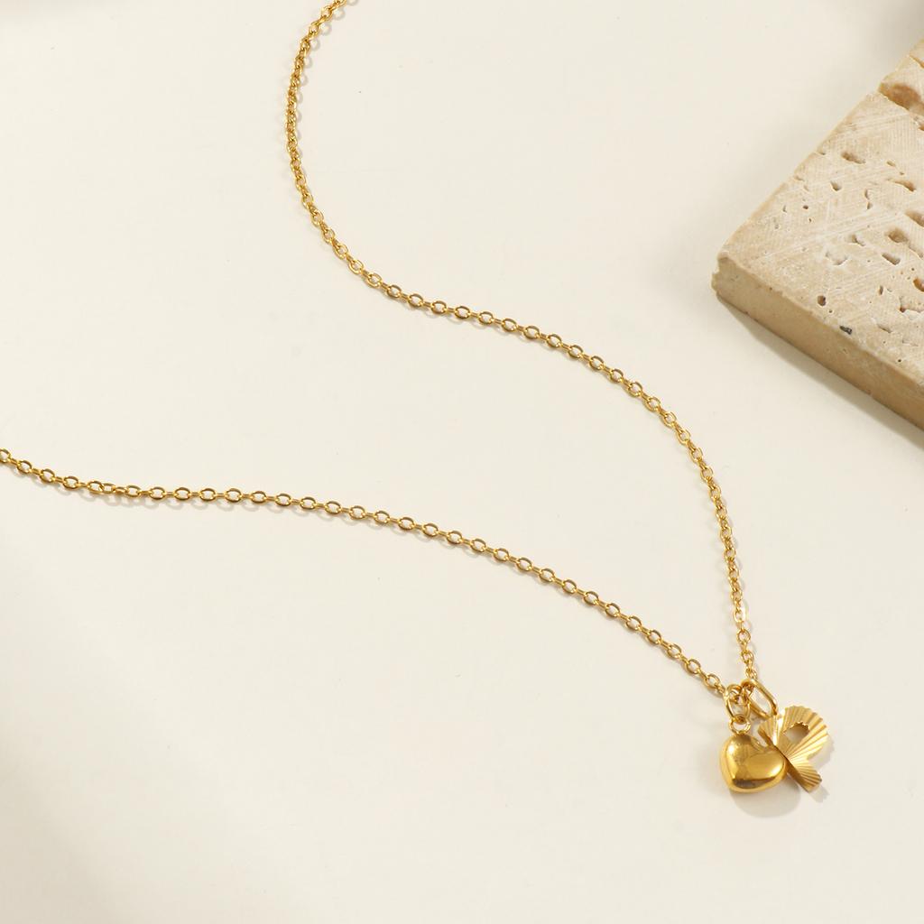 Doreen Box Gold Plated Heart Letter Pendant Necklace 304 Stainless Steel Chain Necklace For Women, Stylish Gift 45cm+ 5cm,1PC