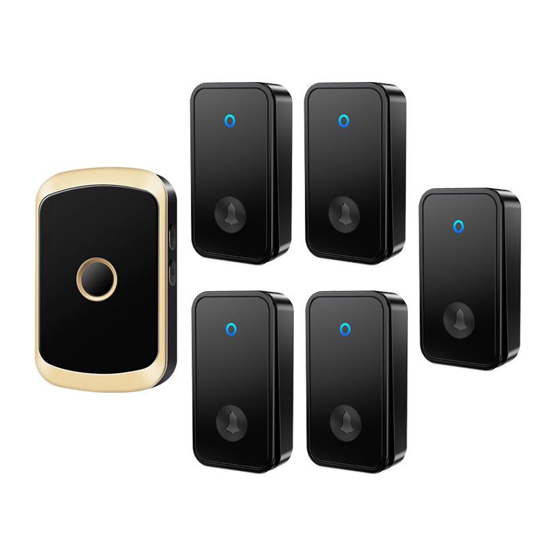 Wireless Waterproof Self-Powered Smart Doorbell for Long-Distance Use - Ideal for Elderly Black Gold