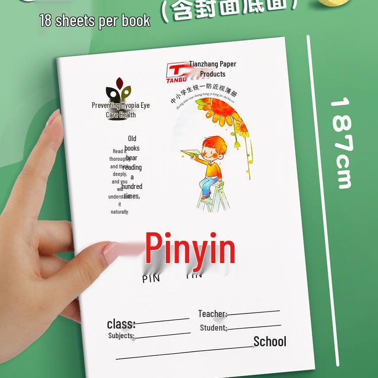 First Grade Chinese Pinyin Notebook with Tianzige Grid for Kindergarten and Primary Students