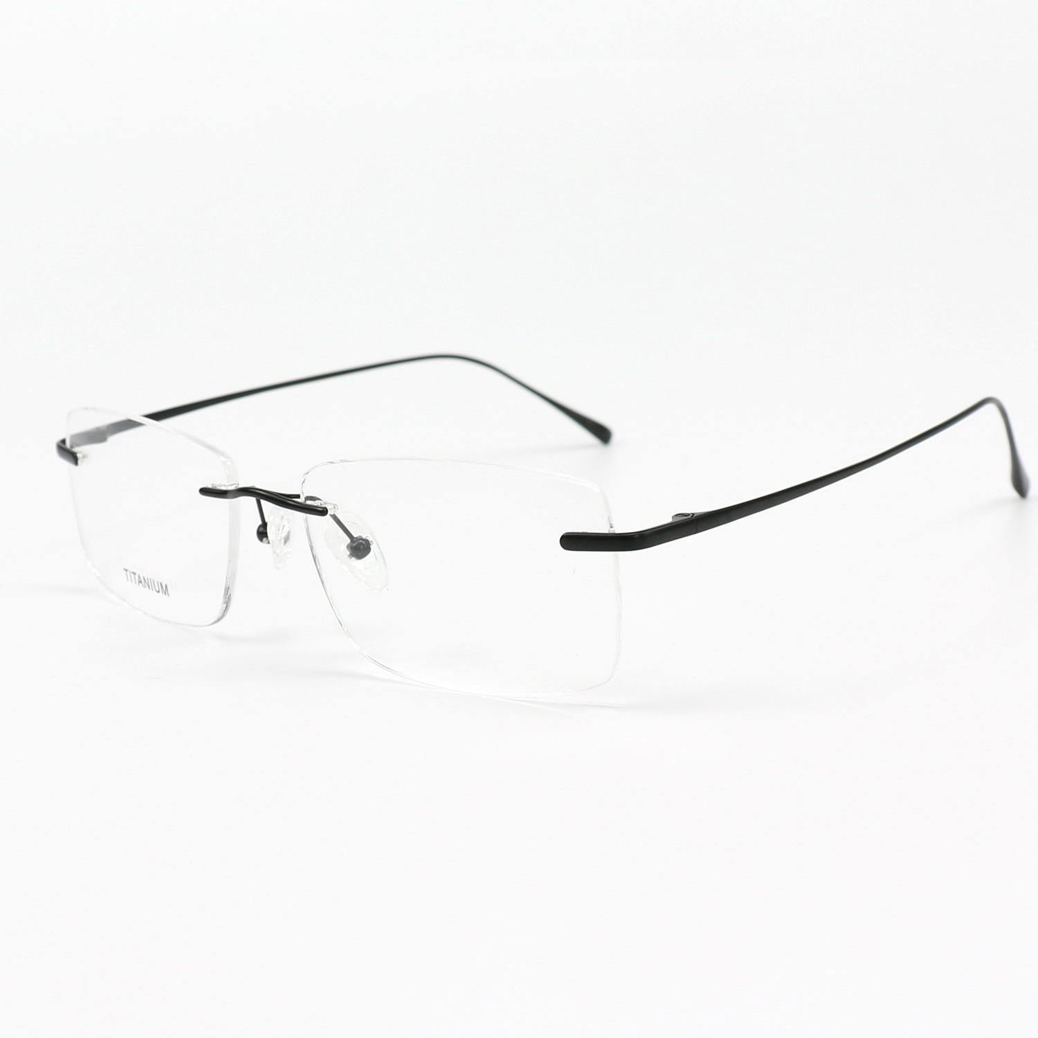 MY21606 Pure Titanium Solid Rectangle Lightweight Rimless Eyeglass Frames Must-Have New Fashion Titanium чёрный