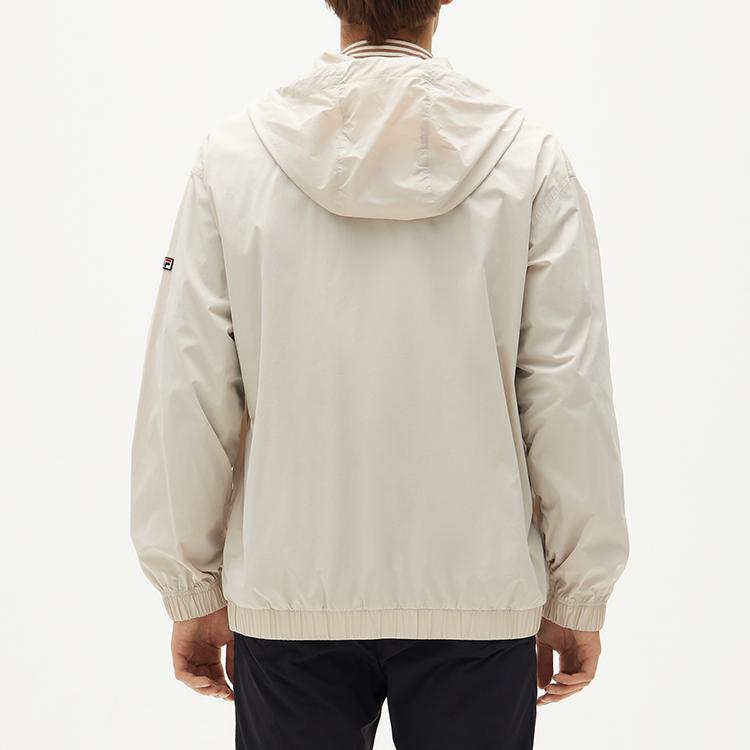 FILA Pocket Sports Hooded Woven Logo Jacket Men Jacket White-Birch Gray F11M138753F-GY
