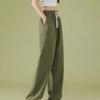 2026 Summer Women's Wide-Leg High-Waisted Loose Suit Pants with Double Buttons and Drawstring - Lightweight and Casual