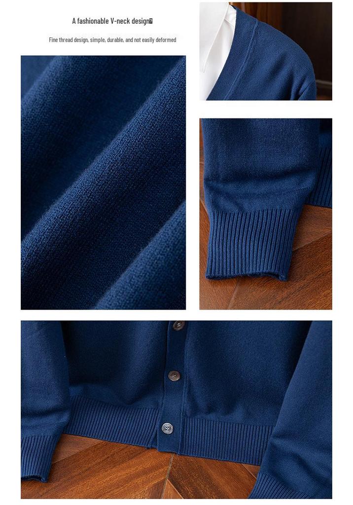 Men's Classic Korean V-Neck Knit Cardigan Sweater Jacket