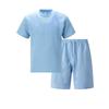 Men's Solid Color Jacquard Round Neck T-shirt and Shorts Sports Set - Spring