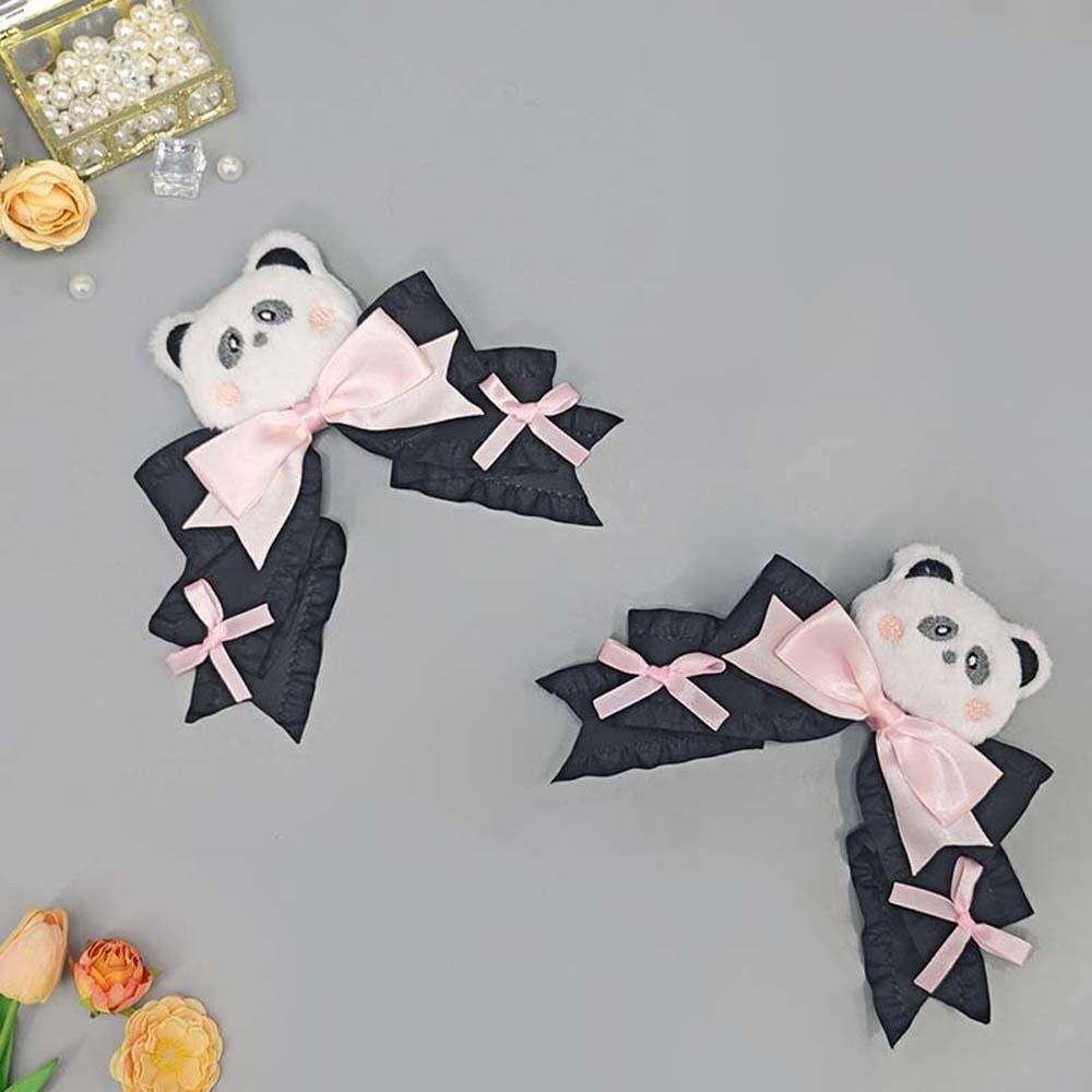 

1 Pair Gothic Style Satin Bow Hairpins Cartoon Animal Lolita Girls Barrettes Comic Convention чёрный