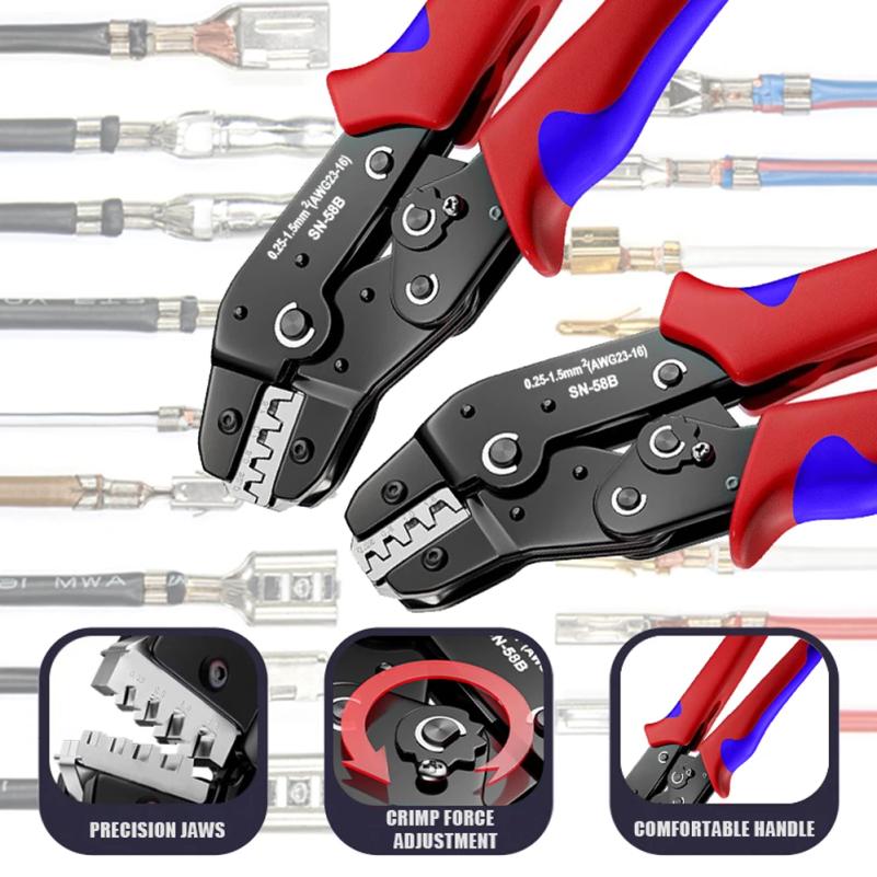 SN-58B 0,25-1,5MM², AWG24-16 Nicht-isolierter Crimpzange für Dupont-Jumper-Kabel EPS PCIE SATA-Pins MOLEX JST-Klemmen Crimpzange