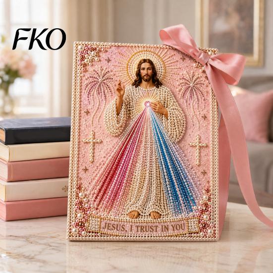 DIY Pearl Painting Kit for Adults Mary Kit, Divine Mercy Jesus Holy Art Religious Faith-based Craft Faux Set Beginners Christian Wall Decor