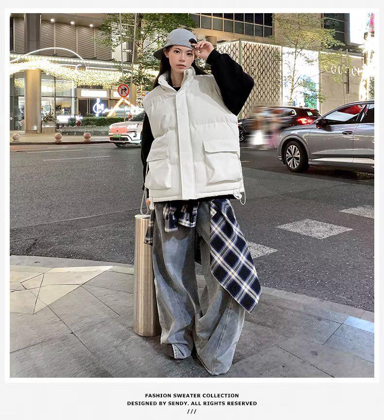 Unisex Winter Warm Down Vest: Sleeveless, Stand-up Collar, Casual Workwear Jacket