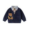Baby Boys Spring Casual Sweatshirt Faux Two Piece Cartoon Long Sleeve Top for Toddler Boys