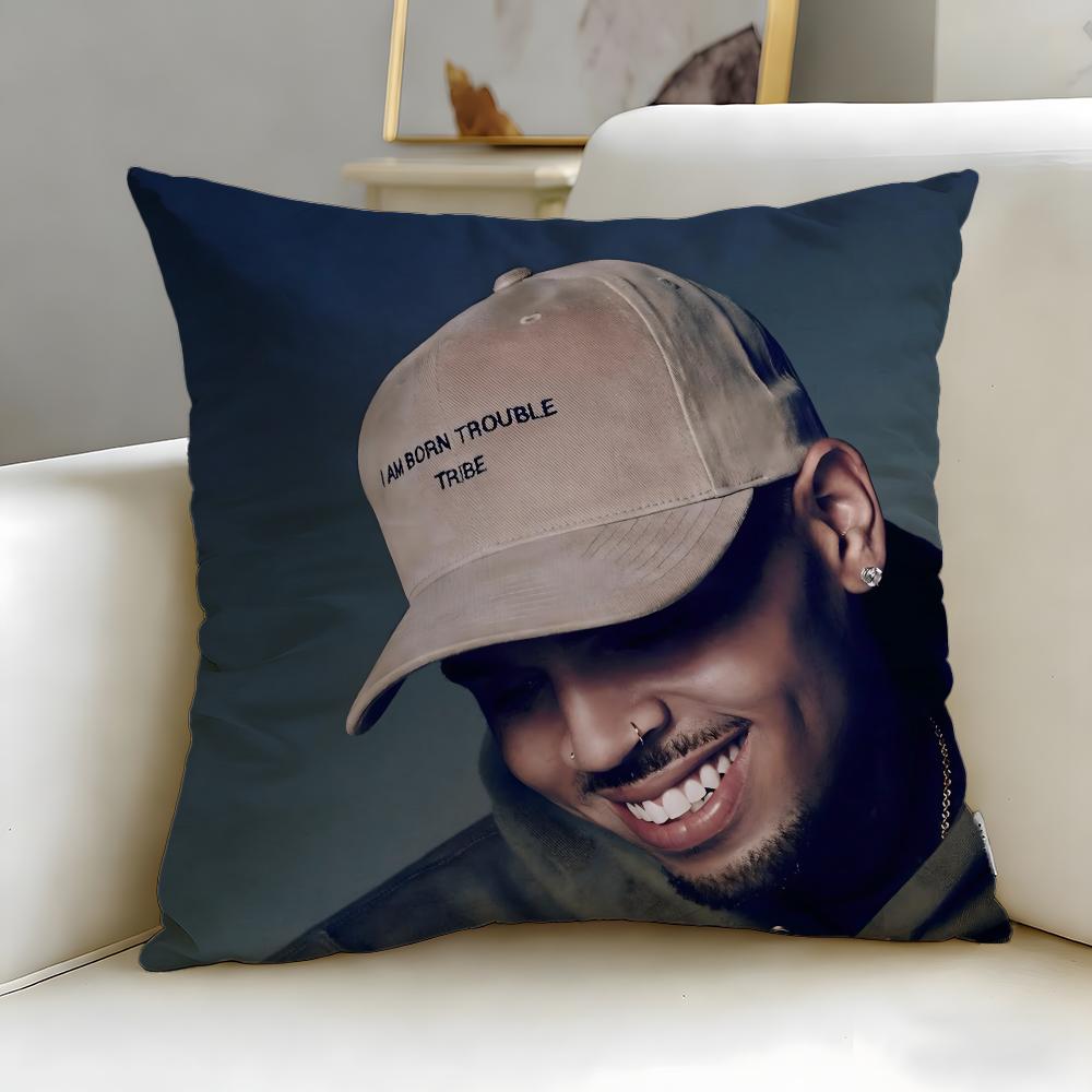 Pc Chris Brown Pillow Cover Polyester D DoubleSided Print RB Singer Merch Cushion Case Decorative Throw Pillow for Sofa