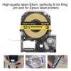 12mm Label Machine Ribbon High Quality Fit for King Jim for Epson SR230CH 8 Meters Length 12mm Yellow Bottom Black