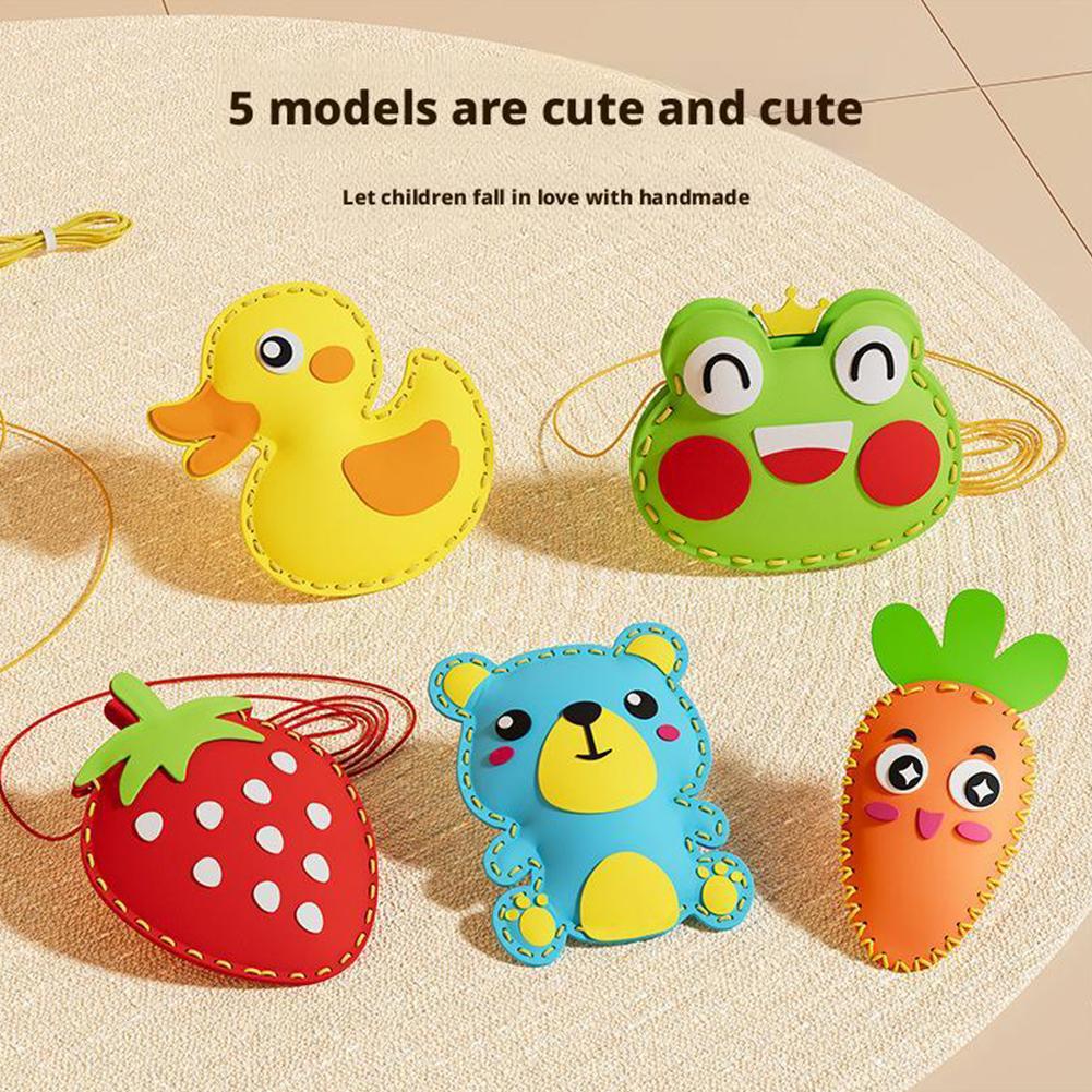 Children's DIY Sewing Toy Kits Cute Animal Fruit Rope Pendant Ability Doll Threading Gifts For Z3K8
