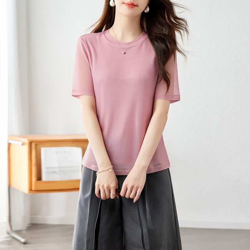 Hochwertiges kurzärmeliges T-Shirt aus Maulbeerseide für Damen