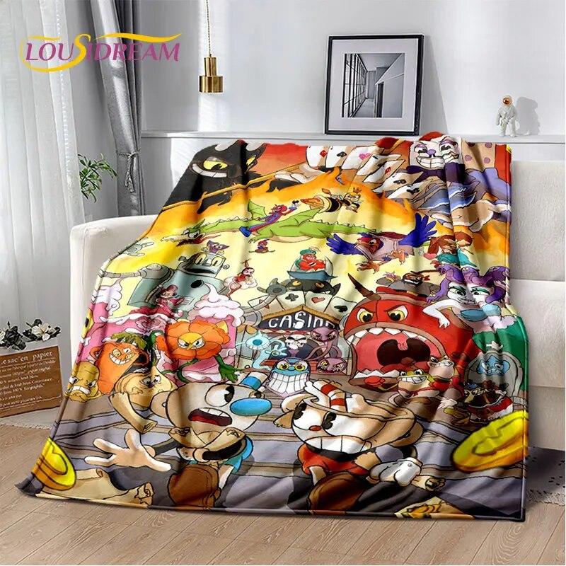 Cuphead and Mugman,Game Gamer Soft Plush Blanket,Flannel Blanket Throw Blanket for Living Room Bedroom Bed Sofa Picnic Cover Kid