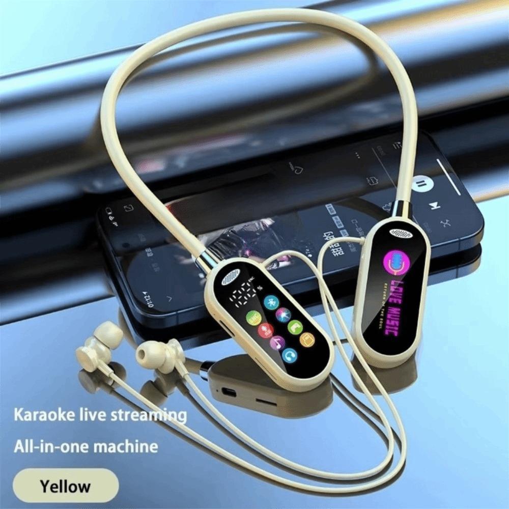 Color Screen Bluetooth 5.4 Earphone LED Display HiFi Stereo Neck-Hanging Earphone Noise Reduction HiFi Sound Wireless Headsets