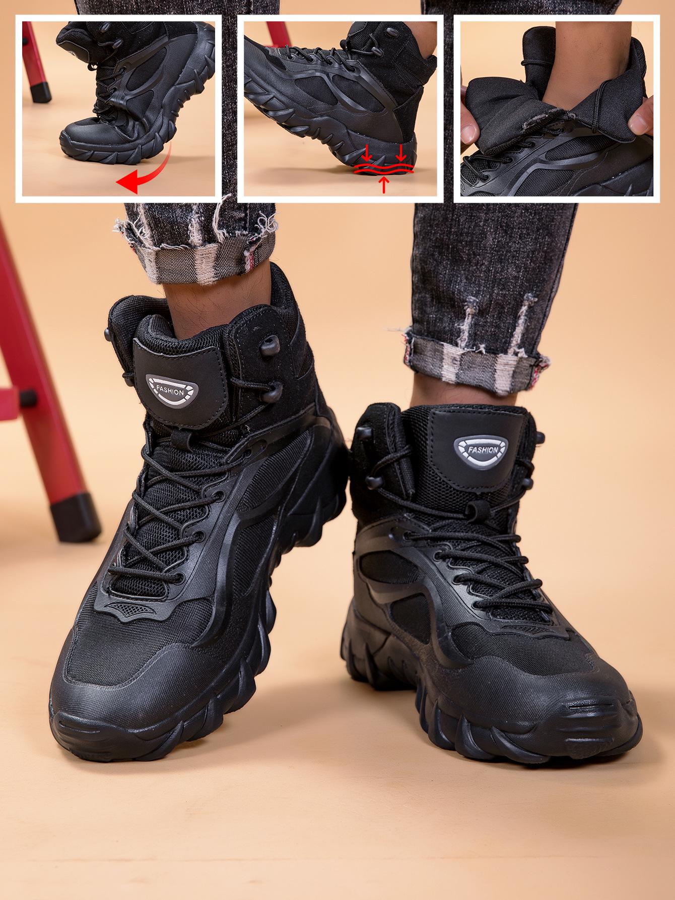 

Men s Winter Waterproof Combat Boots - Size 47, Plus Velvet, Shock Absorbing, High-Top Outdoor Mountaineering Shoes 47