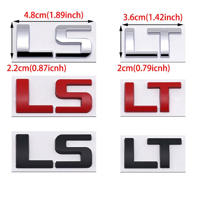 3D Metal LT LS Letterl Badge Logo Car Rear Trunk  Emblem Stickers Decal for Chevrolet Silverado Colorado Corvette C8 Car Styling