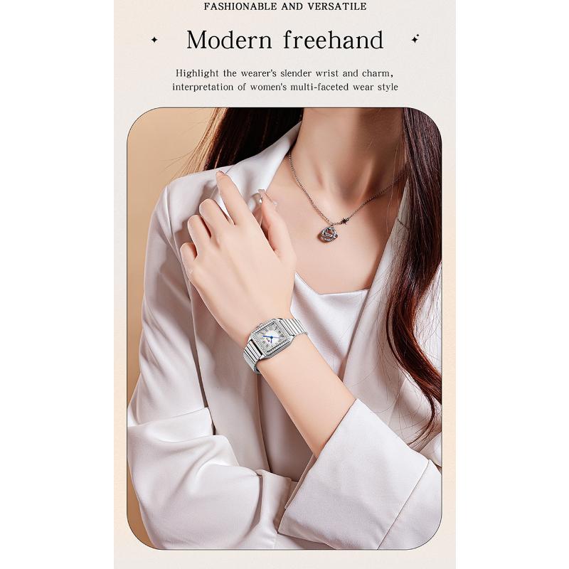 SANDA Fashion Lightweight Women's Quartz Watch Diamond Square Elegant Roman Waterproof Women's Quartz Watch
