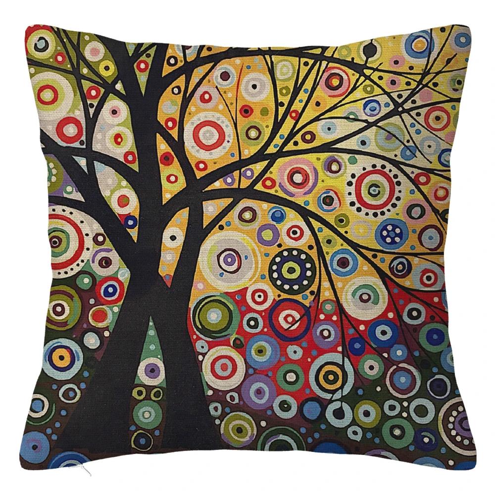 Branch Bird Flower Linen Pillowcase Sofa Cushion Cover Home Decoration Can Be Customized for You 40x40 50x50 60x60 45x45