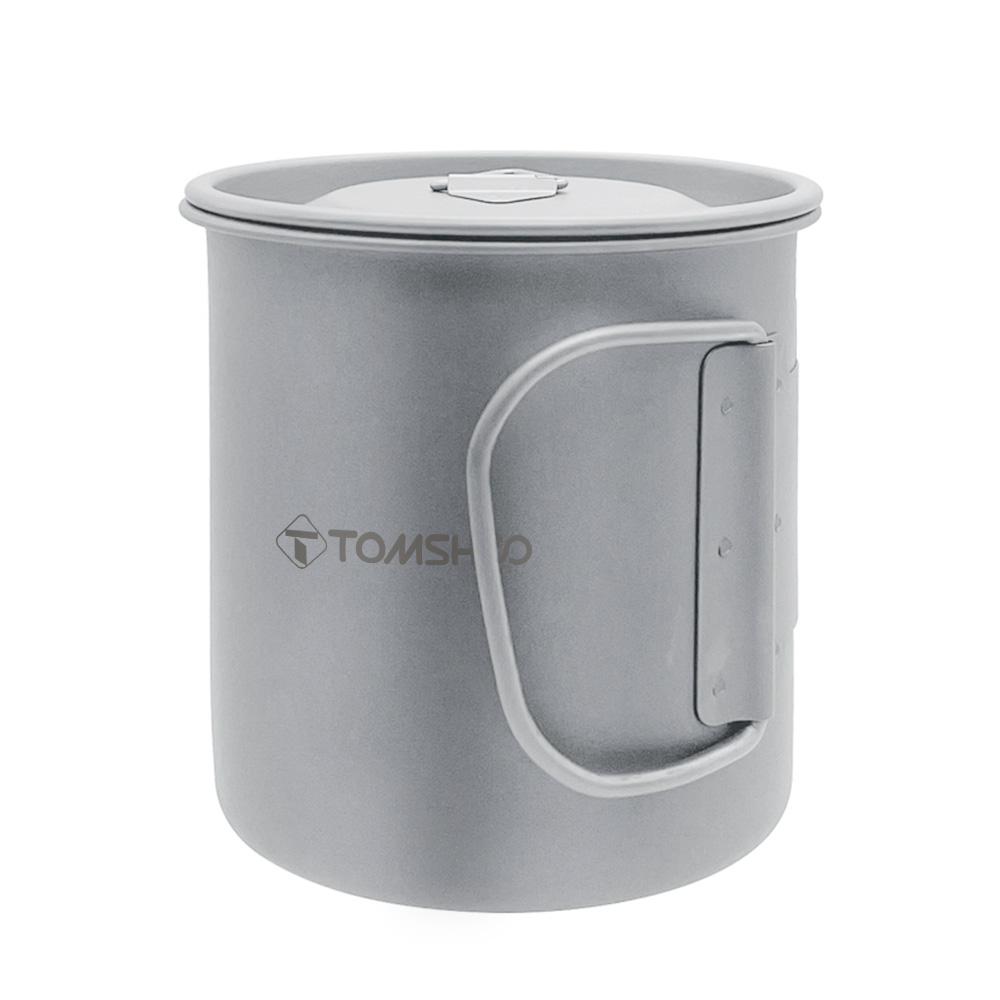 TOMSHOO 450ml Titanium Cup Camping Water Cup Picnic Mug with Lid and Tea Filter