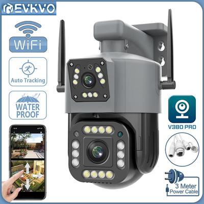 8-мегапиксельная наружная 4K PTZ WIFI / 4G IP-камера видеонаблюдения с двумя объективами с искусственным интеллектом, поддержка персонального обнаружения, слежение / домофон / полноцветное ночное видение