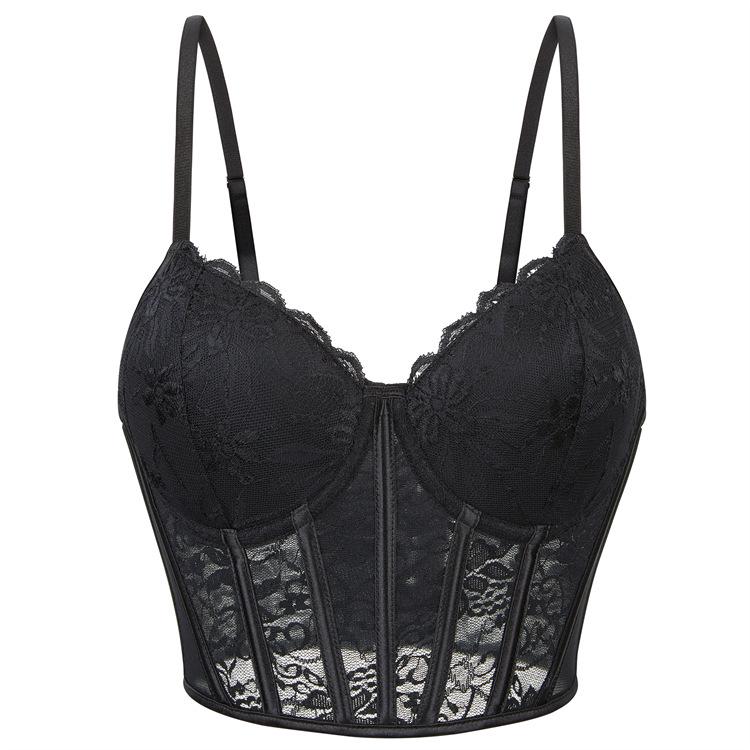 Black Mesh Breathable Strapless Padded Women s Bralette Top Medium (M) чёрный