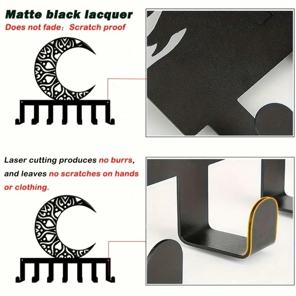 Nordic Crescent Key Holder Metal Wall Decor with 7 Hooks Iron Art Key Organizer for Entryway Hallway Bedroom Minimalist Practical Nature Lover Gift