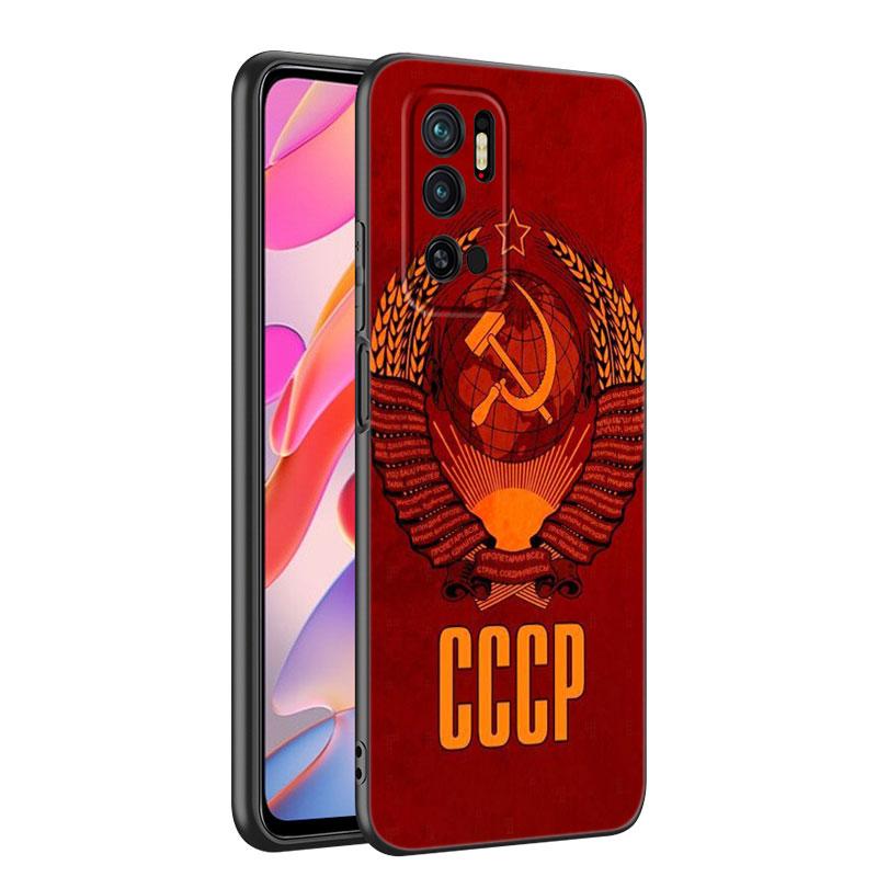 The USSR Flag Symbol Black Silicone Phone Case For Xiaomi Mi 9 SE 8 10T 11 12 13 Lite 9T 11T 12S 12T 13T 14 Pro 5G NE 11i 12X