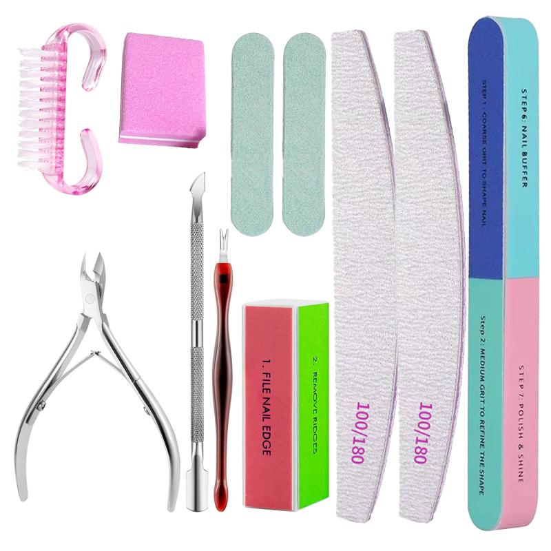 Xiaomi 11Pcs Manicure Pedicure Kit Stainless Steel Cuticle Nipper & Pusher Double Sided Nail Files Nail Buffer Block DIY Nail Art