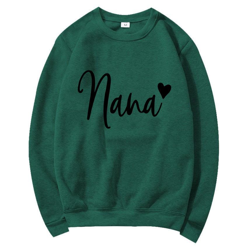 Women's Round Neck Heart Print Casual Hoodie