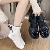 Thick Heel Mary Jane Small Leather Shoes New Spring Round Head Bow Shallow Mouth Japanese Jk High Heel Single Shoes
