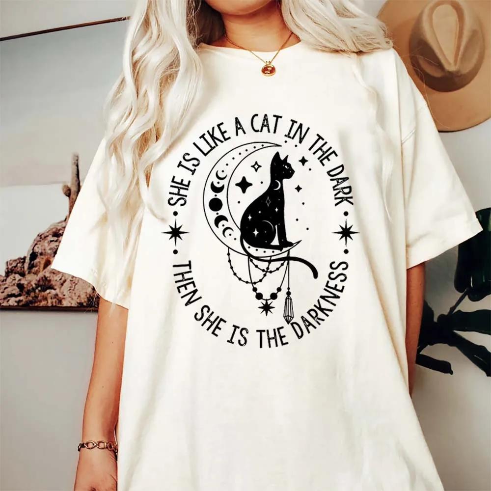 

Fleetwood Mac Cat in The Dark Rhiannon Lyrics Womens ONeck Cartoon Print Summer Unisex Short Sleeve Cute Vintage TShirt 3XL