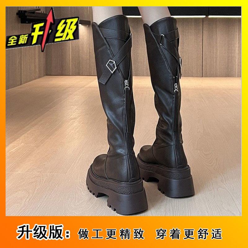 

Knight boots 2025 autumn and winter new elastic but knee thick sole small back zipper tall boots children 40