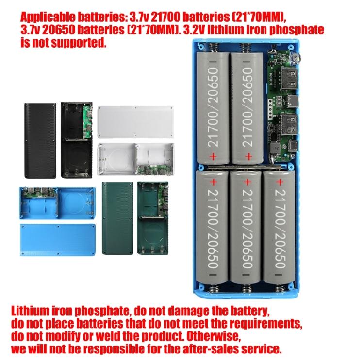 20650 Battery Powerbank Case 5Slots Plastic Container For DIY Chargers Project With 5pin USB Input for Travel or Outdoor