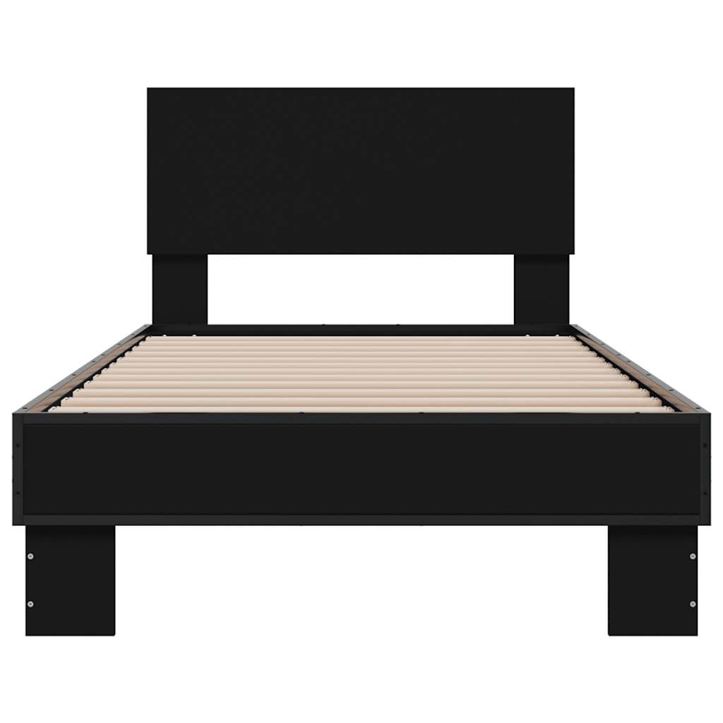 Bed Frame Black 75 x 190 cm Particleboard and Metal