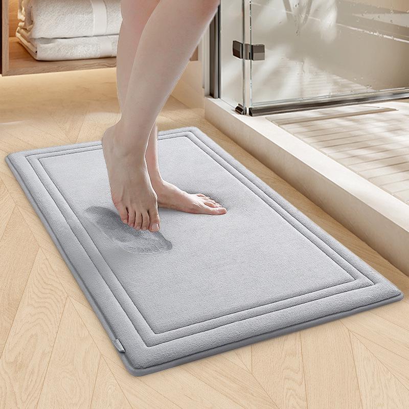 Enhanced Memory Foam Non-slip Bathroom Mat - Absorbent, Machine Washable Toilet Floor Rug