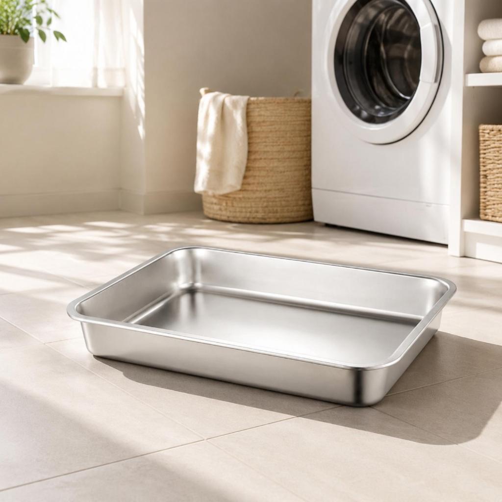 WC per animali domestici Facile da pulire Rettangolare Acciaio Inossidabile Vaschetta igienica Non Porosa H10cm 60x40cm