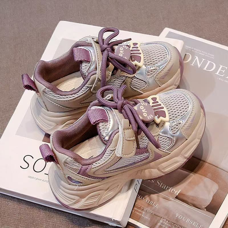 

Toddler Cute Cartoon Decor Breathable Mesh Thick Sole Kids Running Sneakers 26 фиолетовый