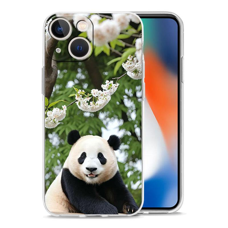 Phone Case For iPhone 15 14 13 12 Mini 11 Pro Max XS X XR 7 8 Plus Clear Shockproof Silicone TPU Cover Fubao panda