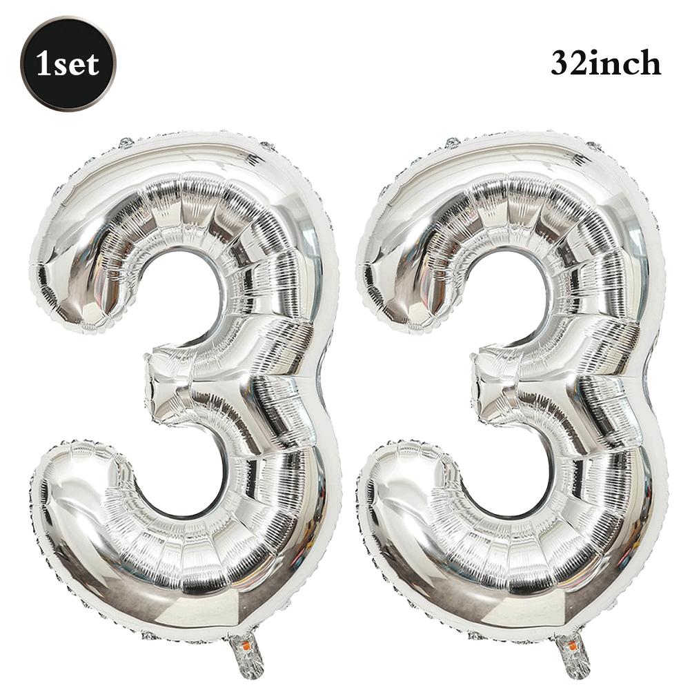 32inch Silver Number Foil Balloons Large Digit 0-9 Helium Globos Happy Birthday Party Decor Wedding Anniversary Graduation 2026