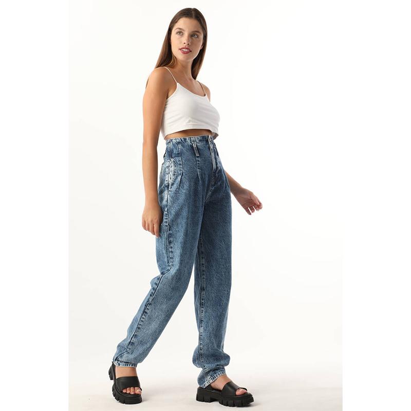 

Женские джинсы палаццо со сверхвысокой талией синие