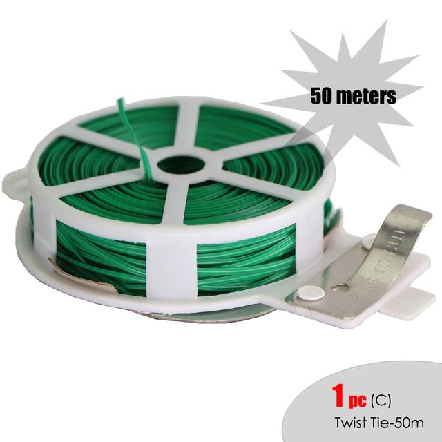 

1 шт. Садовые пластиковые хомуты, Пластиковые хомуты из железной проволоки, Веревки для фиксации вьющихся растений роз, Поддерживающие ремни для цветов 50m зелёный