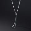 925 Sterling Silver Long Simple Glossy Beads Adjustable Sweater Chain Necklace for Women Jewelry